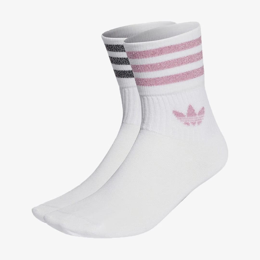 Adidas Originals MID-CUT GLITTER CREW SOCKS 2 PAIRS