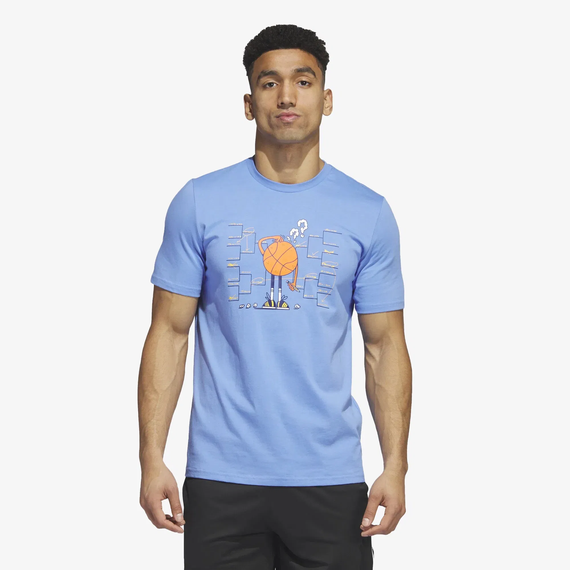 Adidas Originals LIL STRIPE BRACKET GRAPHIC SHORT SLEEVE BASKETBALL T-Shirt { BLUE FUSION