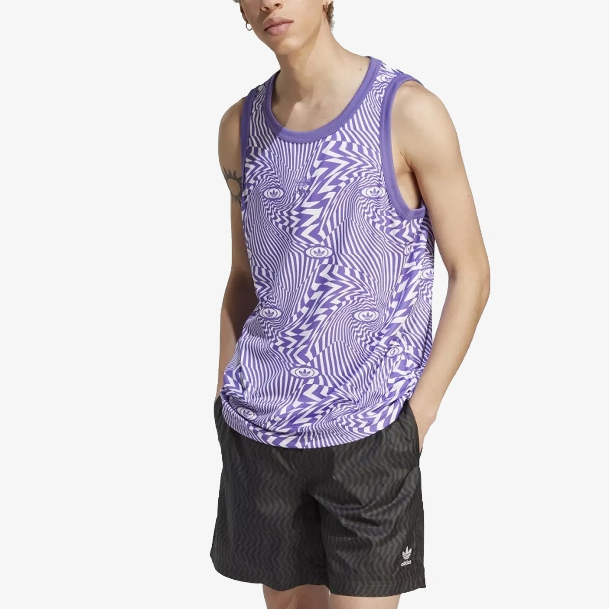 Adidas Originals REKIVE ALLOVER PRINT TANK { WHITE/PURRUS