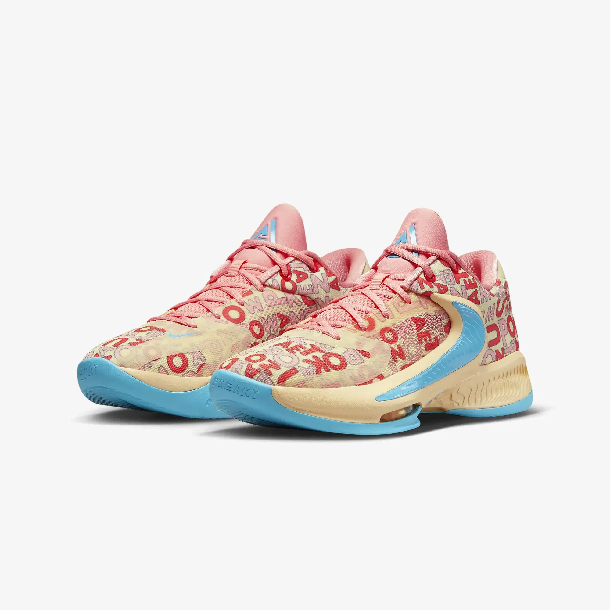 Nike ZOOM FREAK 4 { PALE VANILLA/BLUE LIGHTNING-CORAL CHALK