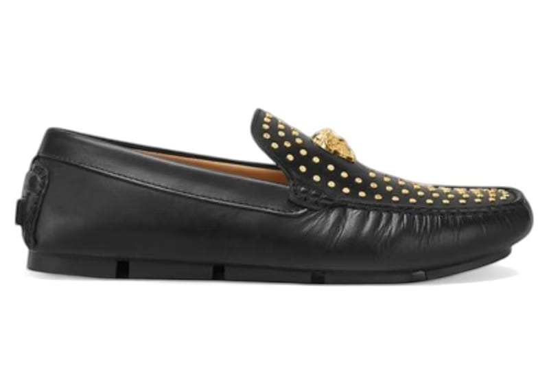 Versace LA Medusa Suede Driver Loafers Black