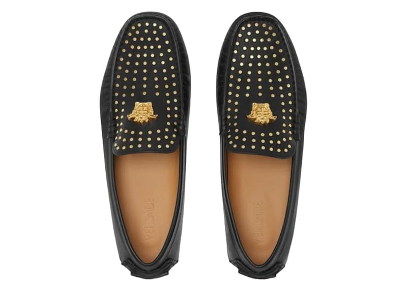 Versace LA Medusa Suede Driver Loafers Black