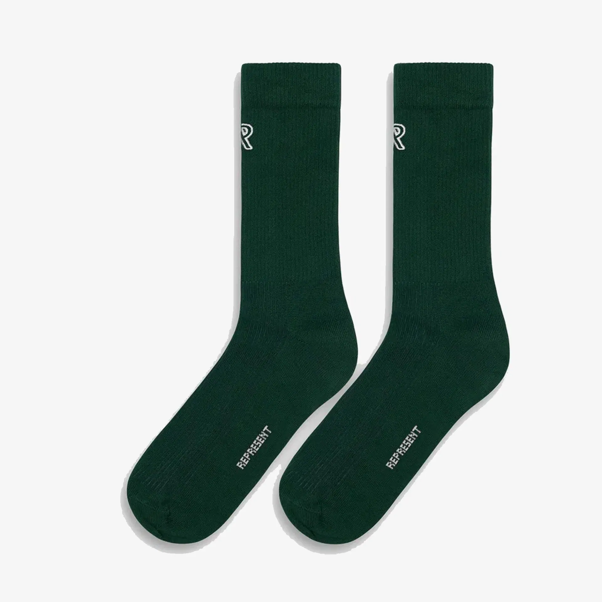 Represent INITIAL EMBROIDERED SOCKS { RACING GREEN