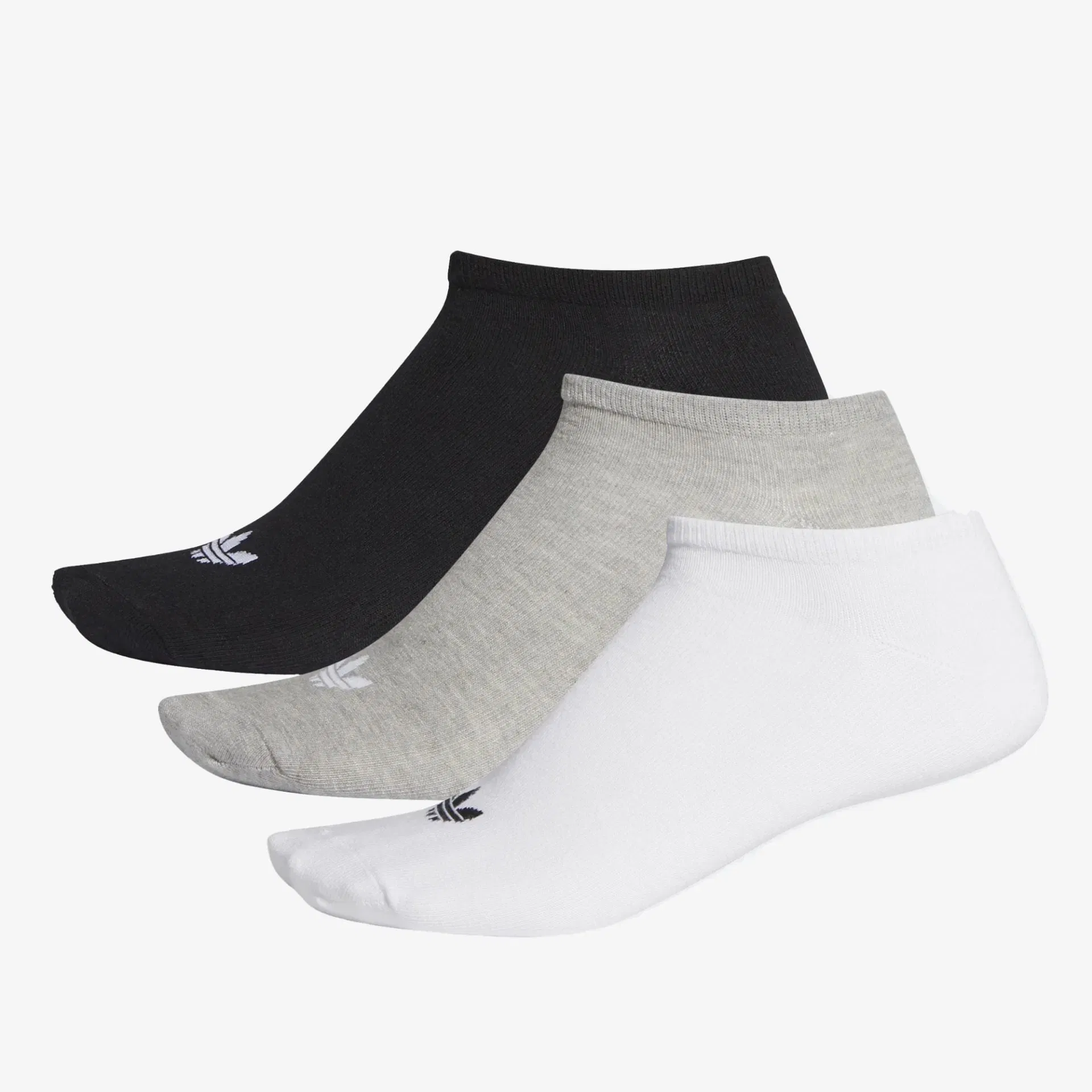 Adidas Originals TREFOIL LINER SOCKS - 3 PAIRS { WHITE / BLACK / MEDIUM GREY HEATHER