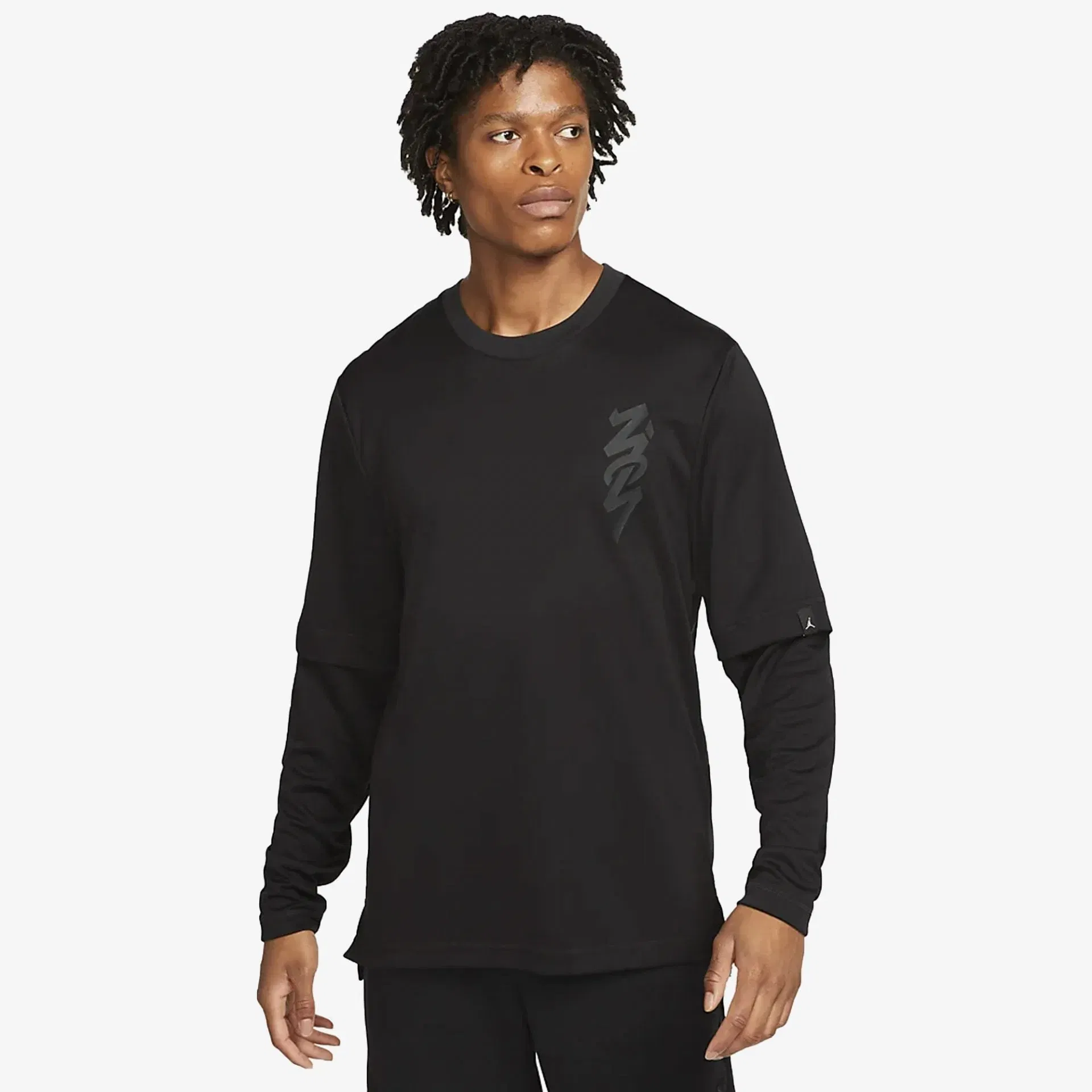 Nike M J ZION LS SHOOTING SHIRT { BLACK/GREY