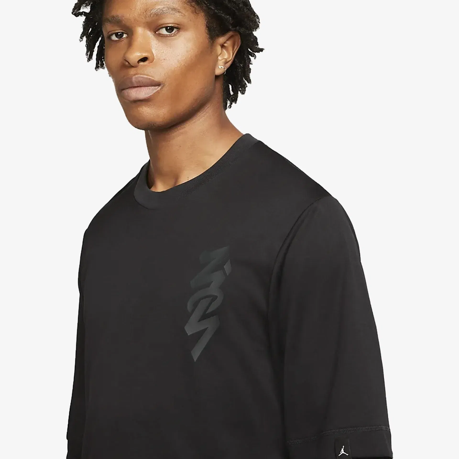 Nike M J ZION LS SHOOTING SHIRT { BLACK/GREY
