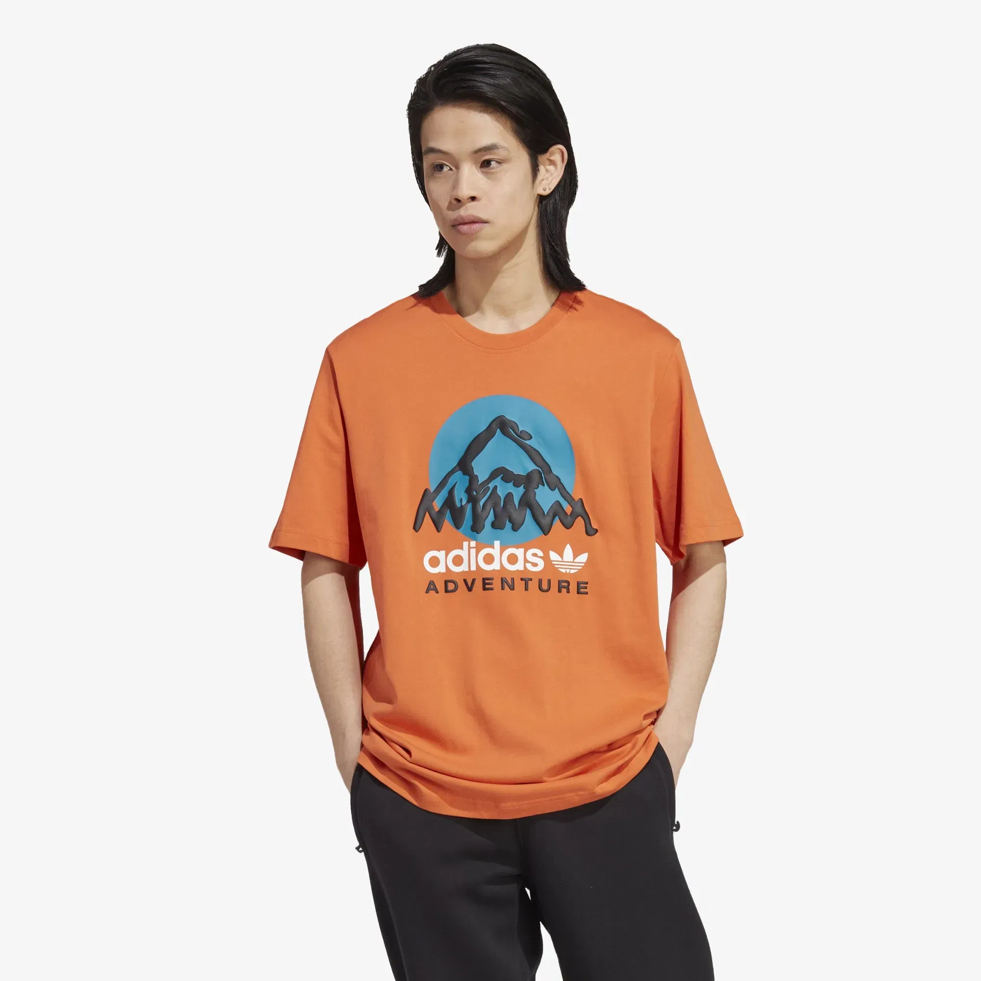 Adidas Originals ADIDAS ADVENTURE MOUNTAIN FRONT T-Shirt { CRAFT ORANGE