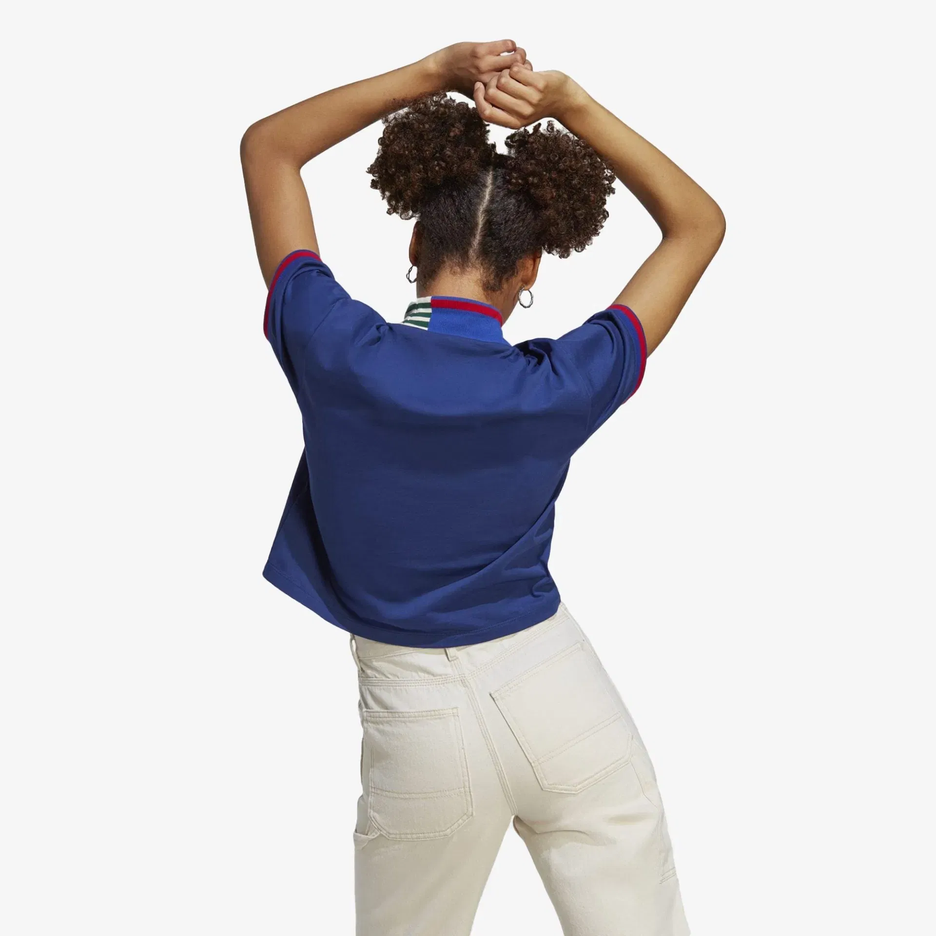 Adidas Originals RIB COLLAR CROP T-Shirt { VICTORY BLUE