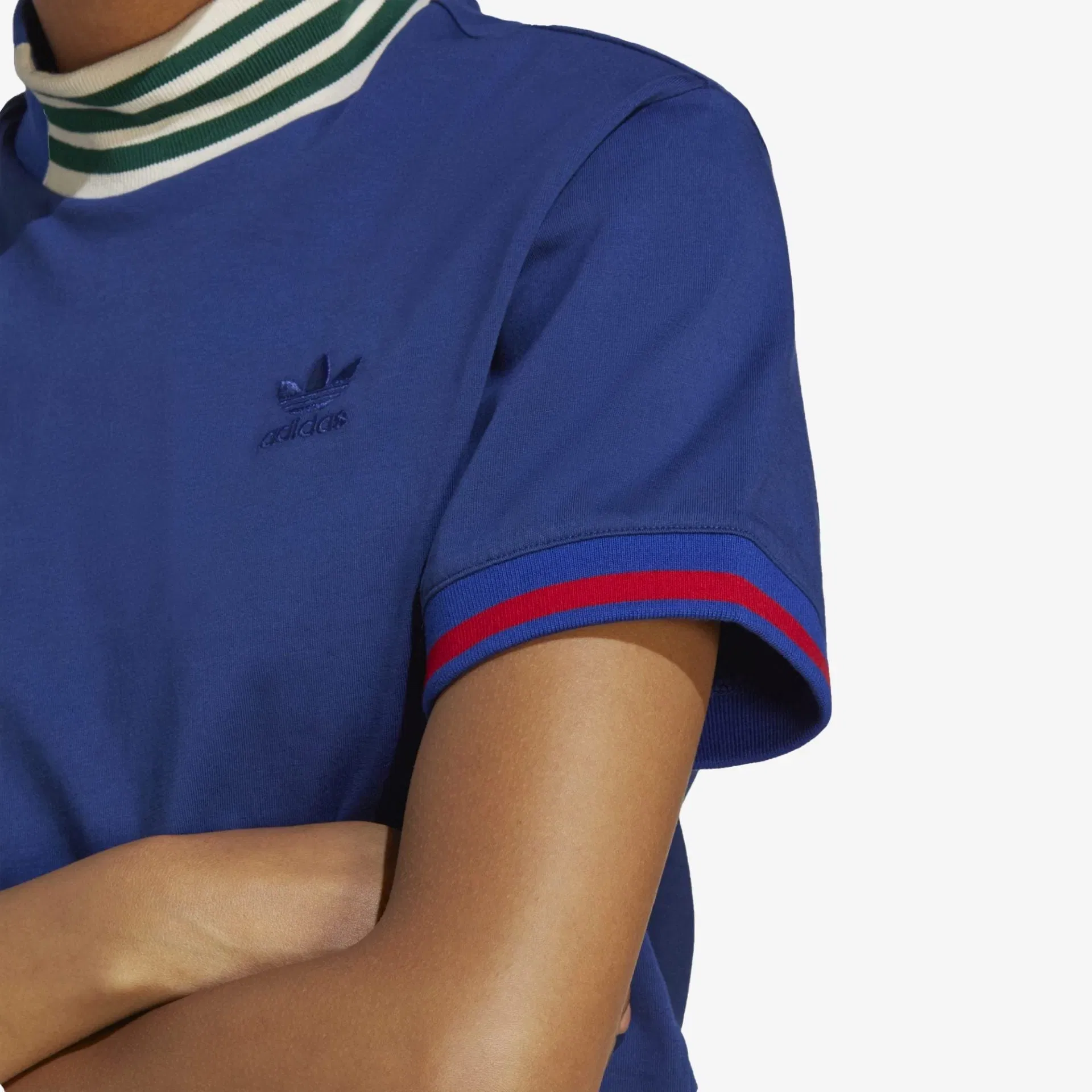 Adidas Originals RIB COLLAR CROP T-Shirt { VICTORY BLUE