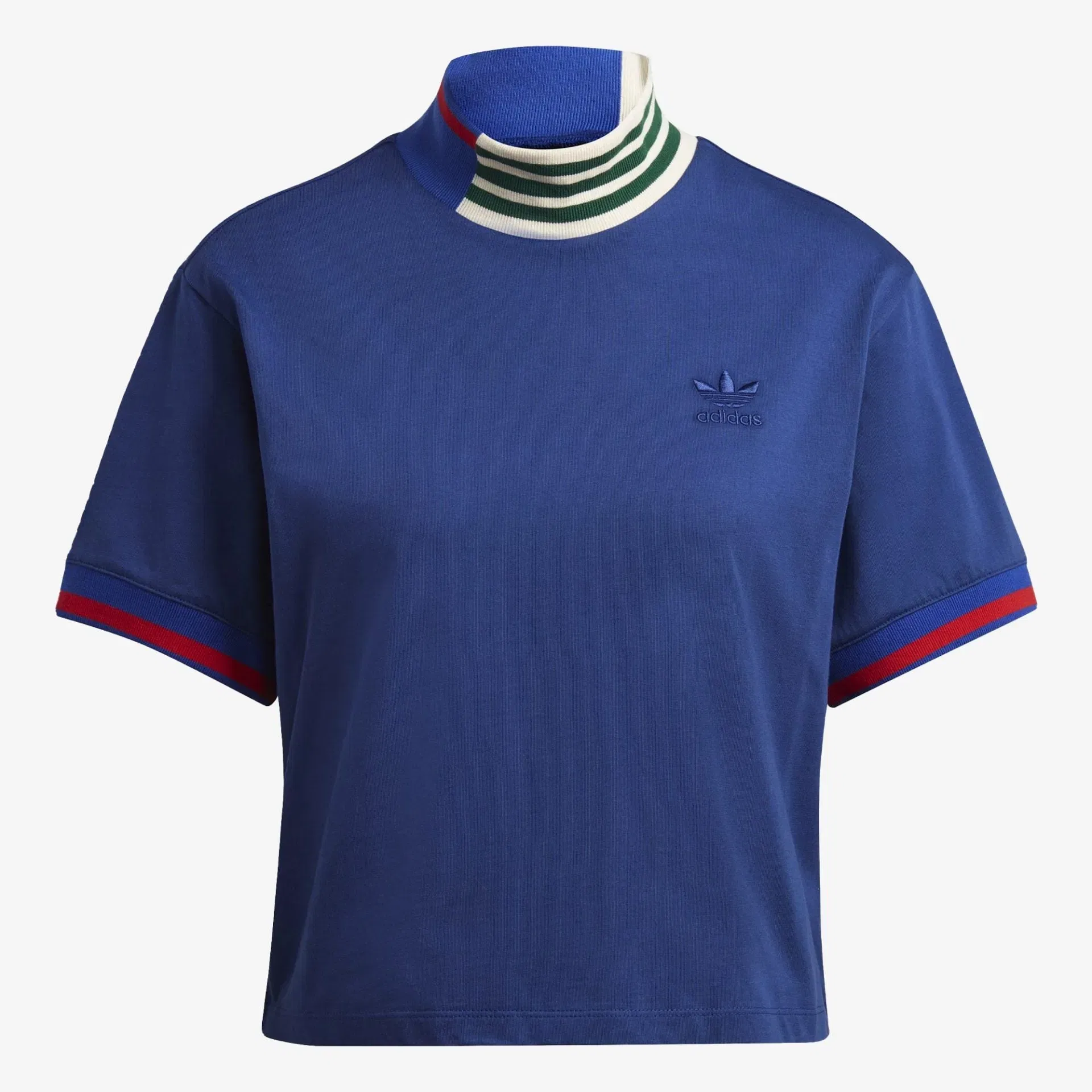 Adidas Originals RIB COLLAR CROP T-Shirt { VICTORY BLUE