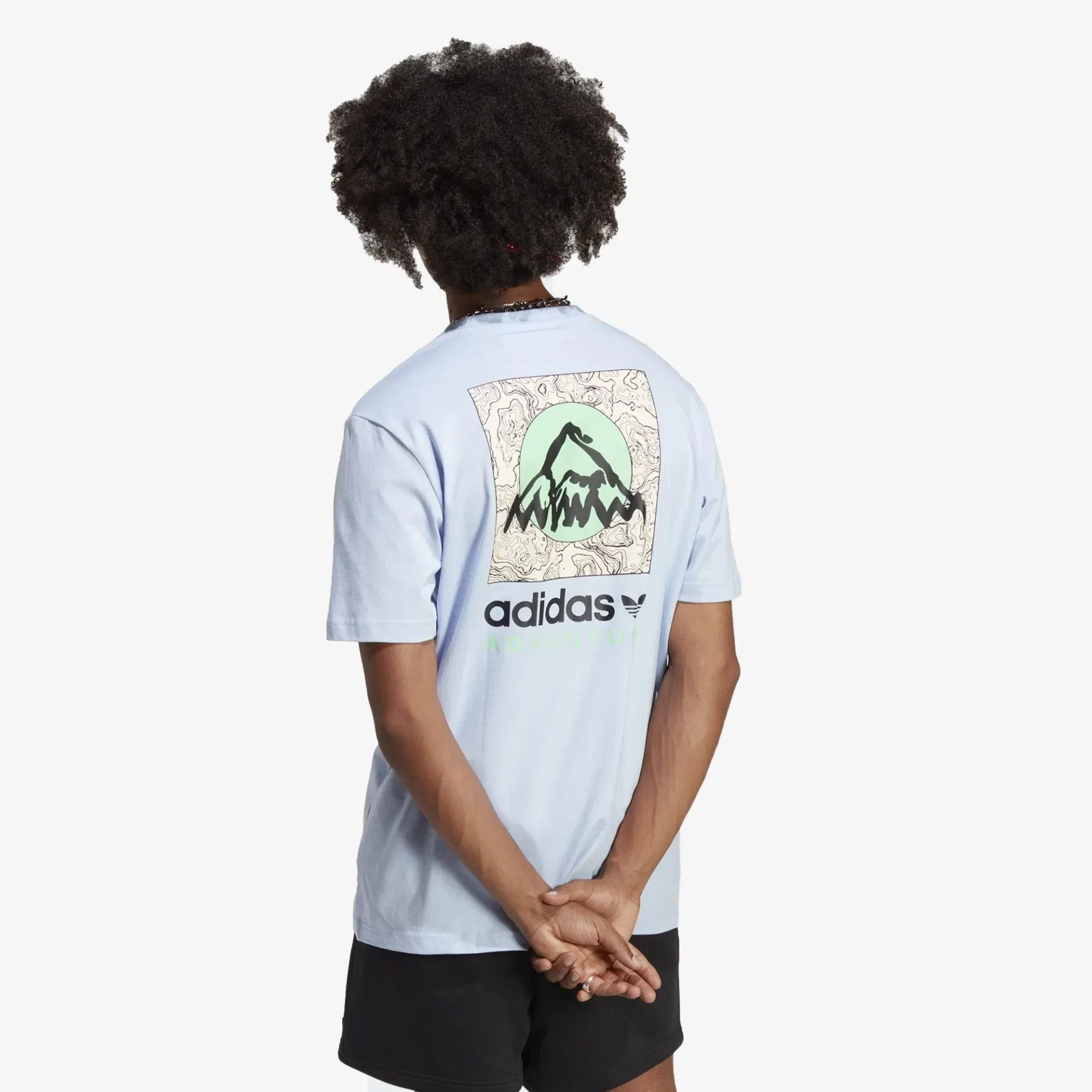 Adidas Originals ADVENTURE MOUNTAIN BACK T-Shirt { BLUE DAWN