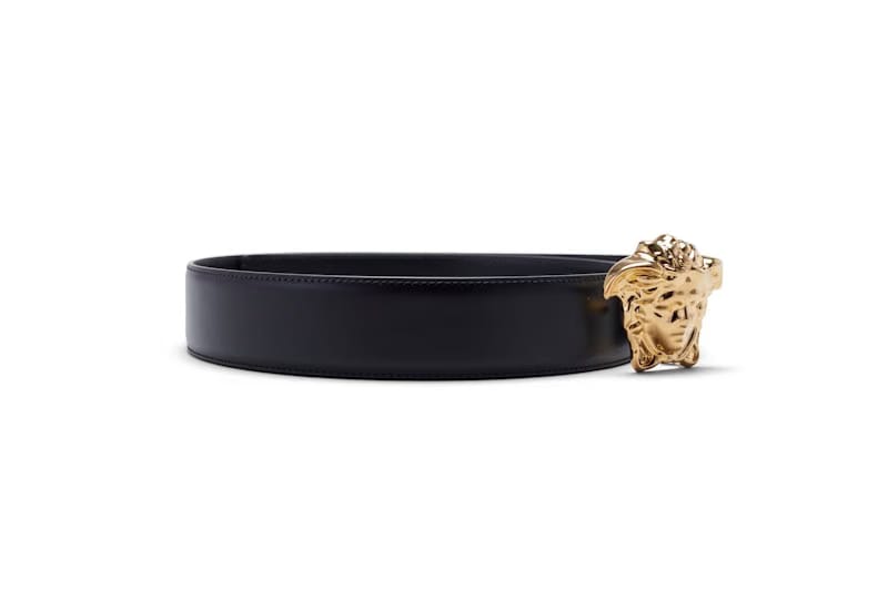 Versace Palazzo Belt with Medusa Buckle Gold-tone Black
