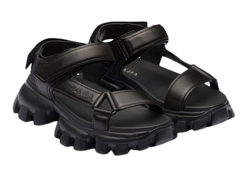 Prada Thunder Sport 50mm Sandals Black Nappa Leather