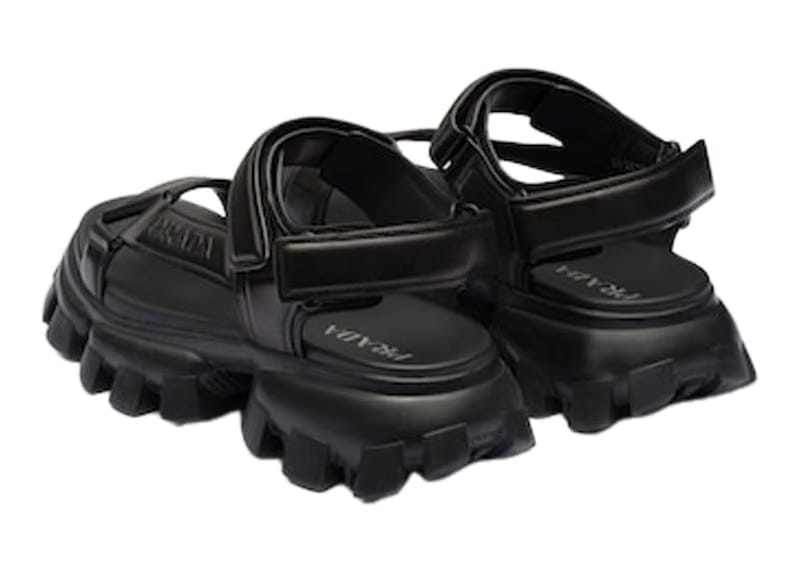 Prada Thunder Sport 50mm Sandals Black Nappa Leather