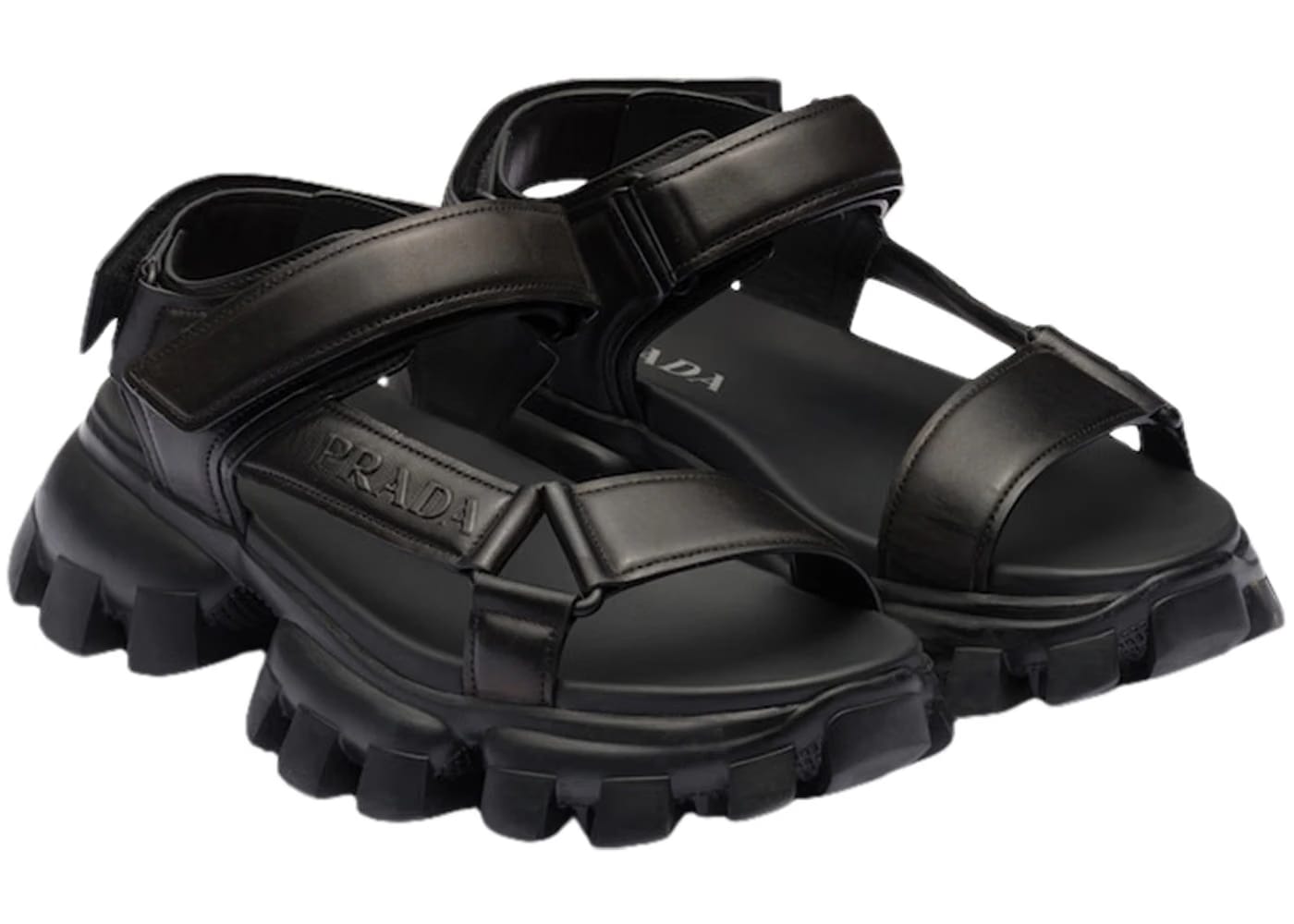 Prada Thunder Sport 50mm Sandals Black Nappa Leather