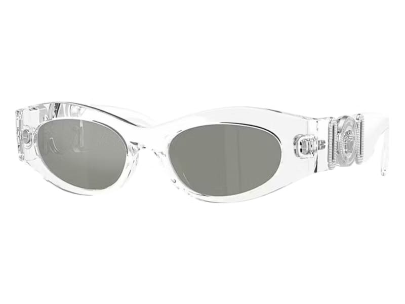 Versace Oval Sunglasses Green/Mirror Silver Crystal (VE4480U 148/30)