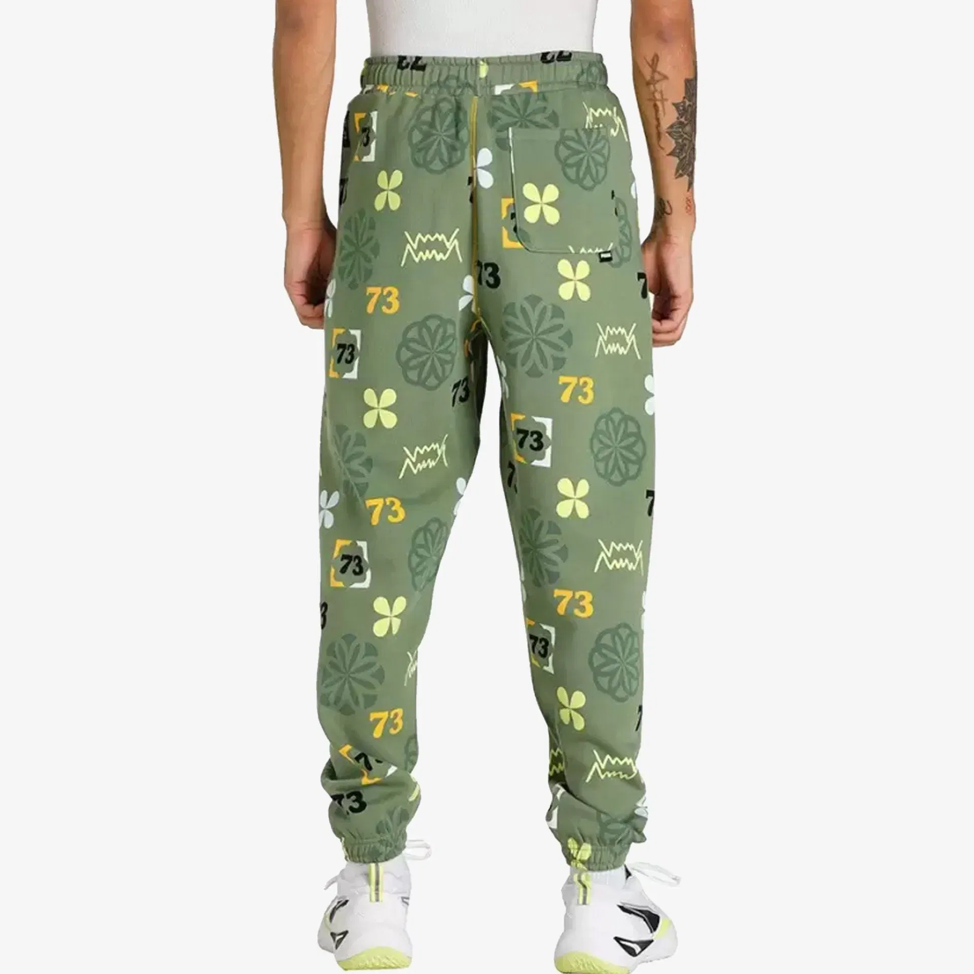 Puma RUN IT BACK PRINTED BASKETBALL SWEATPANTS { DUSTY GREEN
