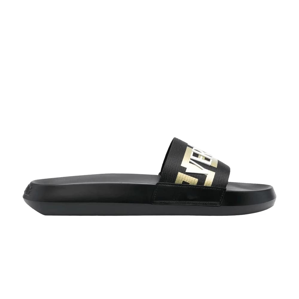 Versace Greca Logo Slides Black Gold White