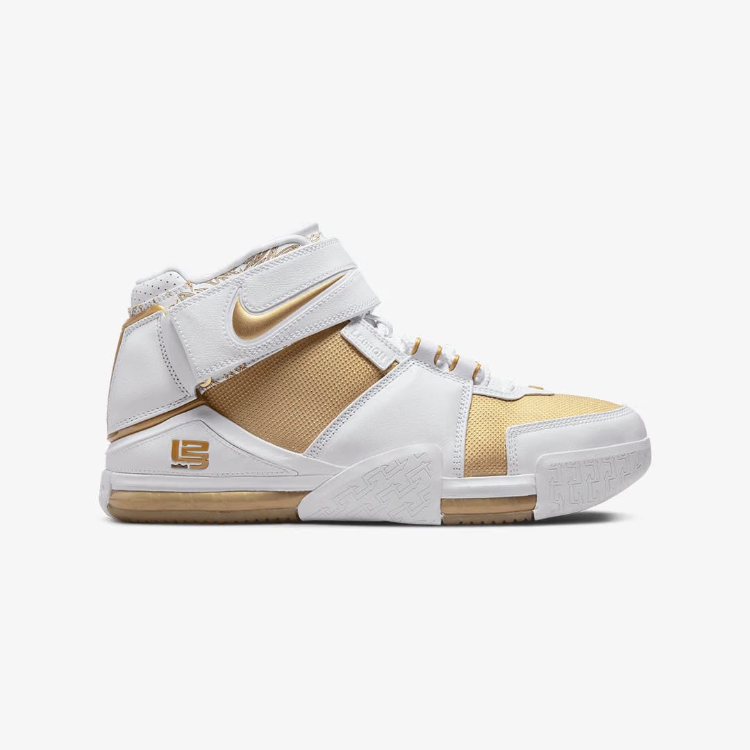 Nike LEBRON 2 MACCABI { WHITE/METALLIC GOLD-VARSITY CRIMSON