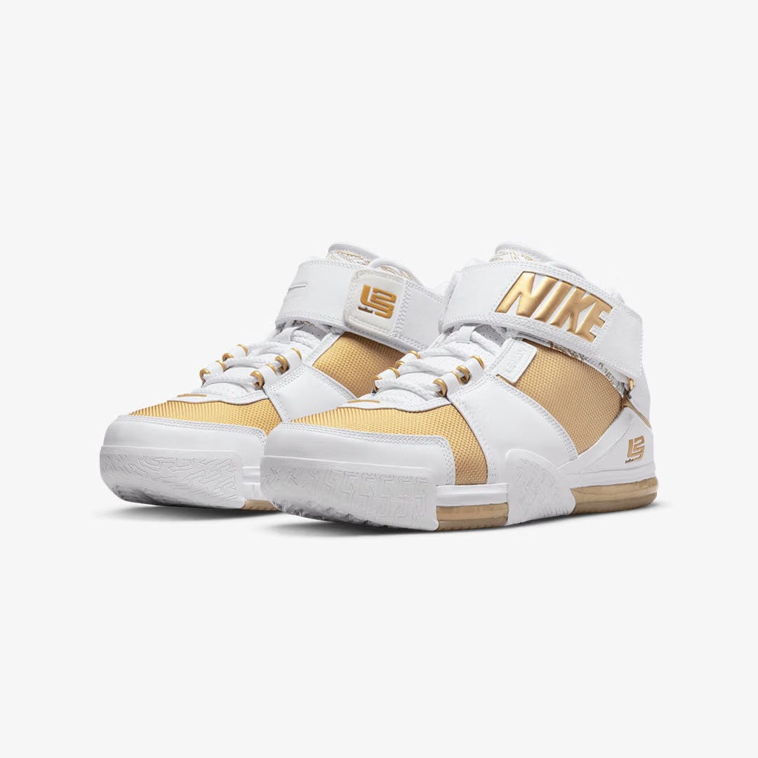 Nike LEBRON 2 MACCABI { WHITE/METALLIC GOLD-VARSITY CRIMSON