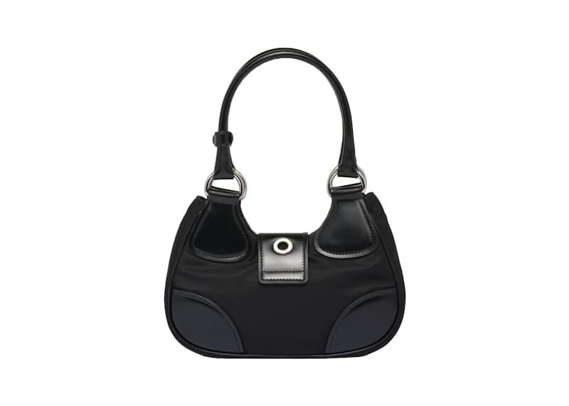 Prada Moon Re-Nylon And Leather Bag Black