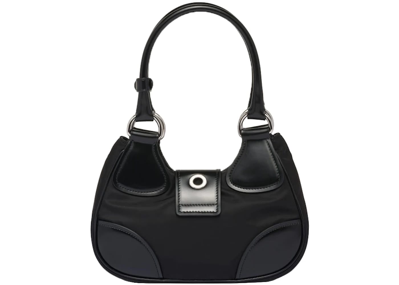 Prada Moon Re-Nylon And Leather Bag Black