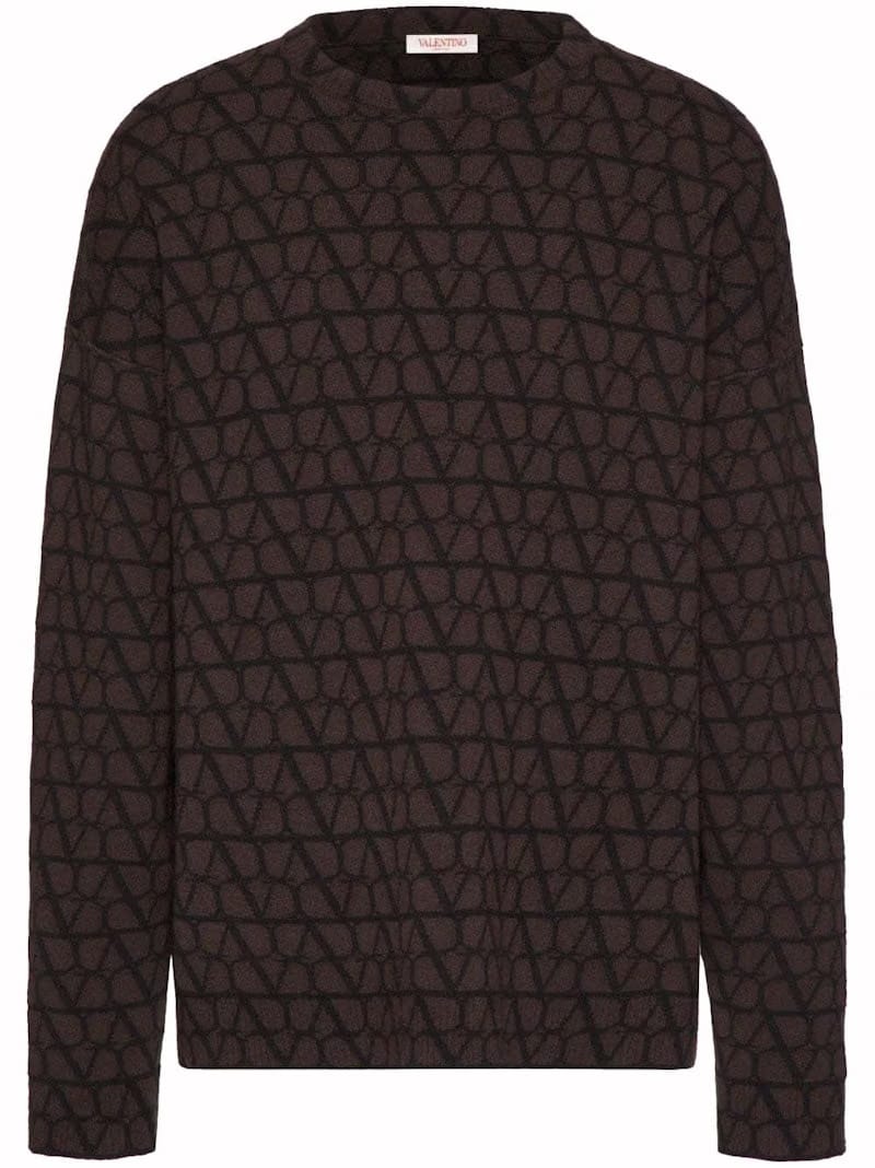 Valentino Allover Logo Knitwear Brown