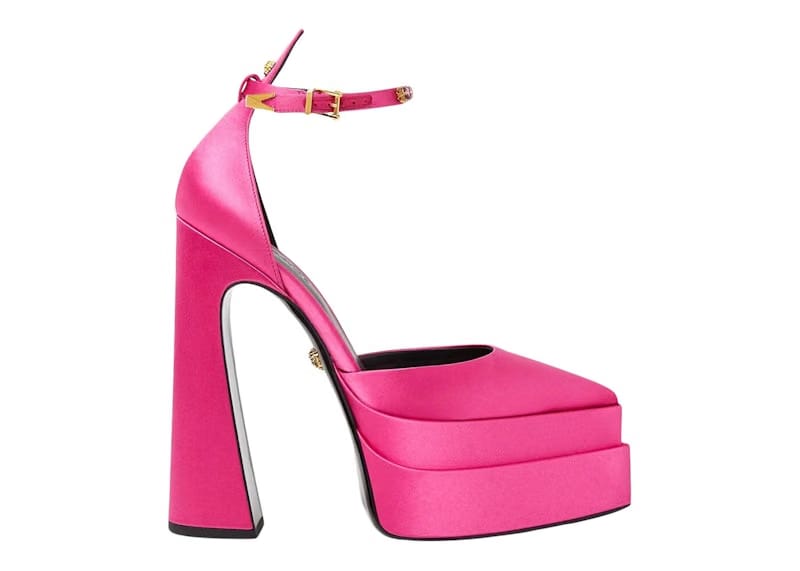 Versace Aevitas 160mm Pointy Platform Pumps Light Pink Satin