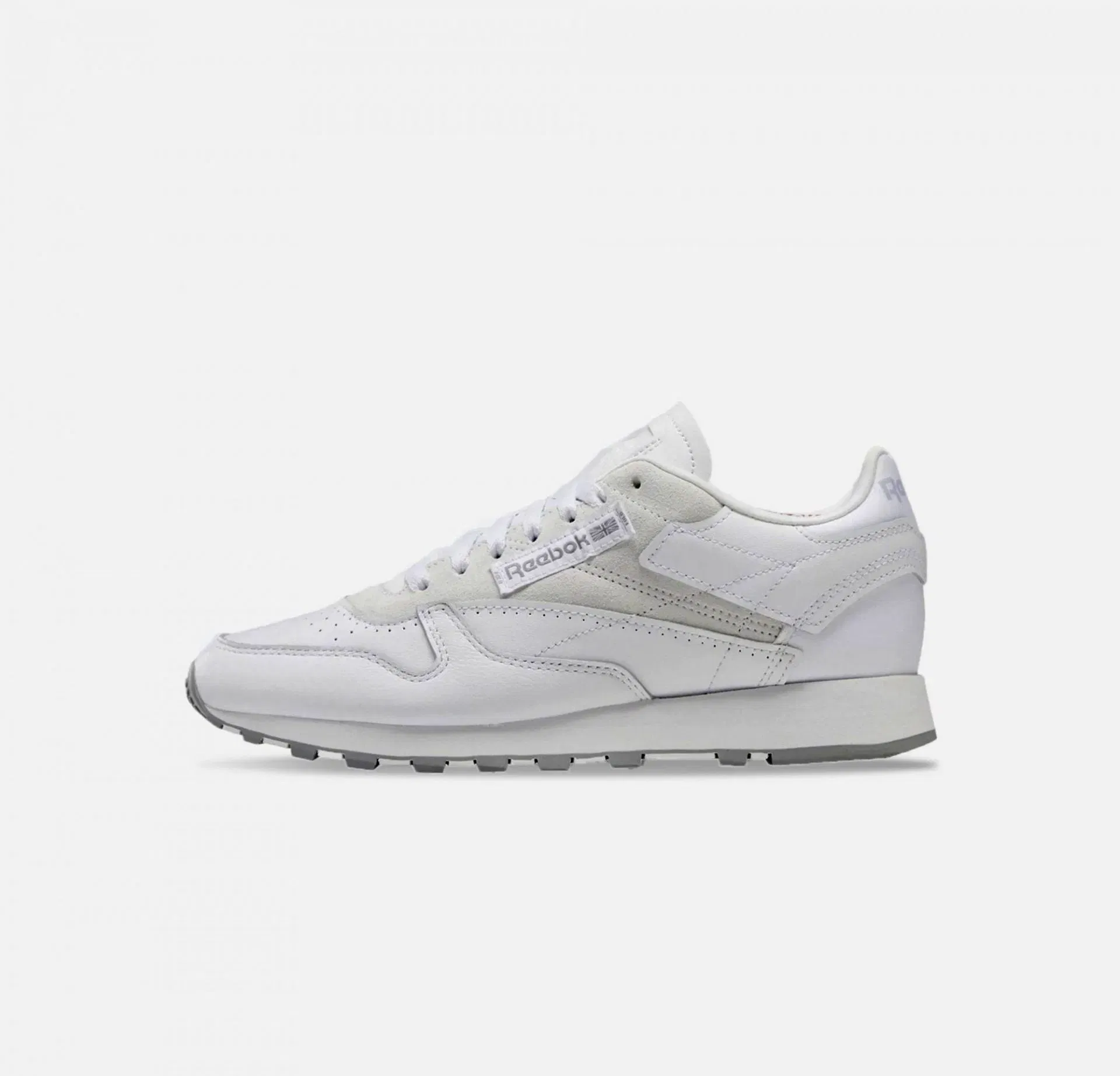 Reebok CLASSIC LEATHER { WHITE / PURE GREY