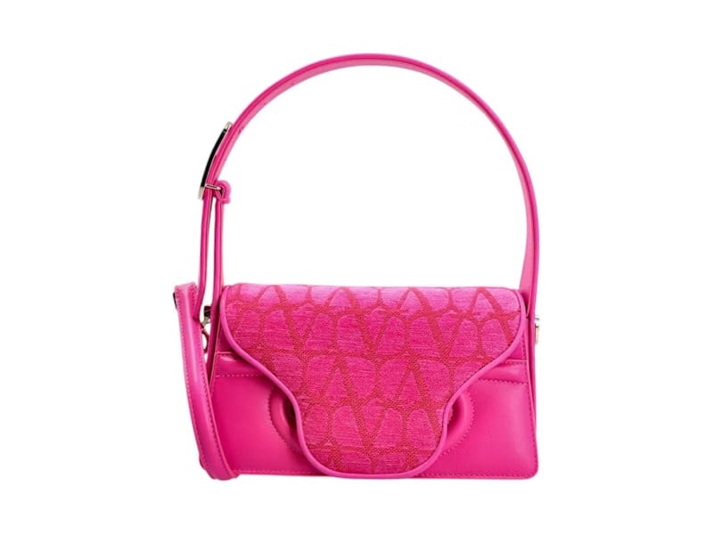 Valentino Le Grand Deuxième Logo Plaque Shoulder Bag Pink