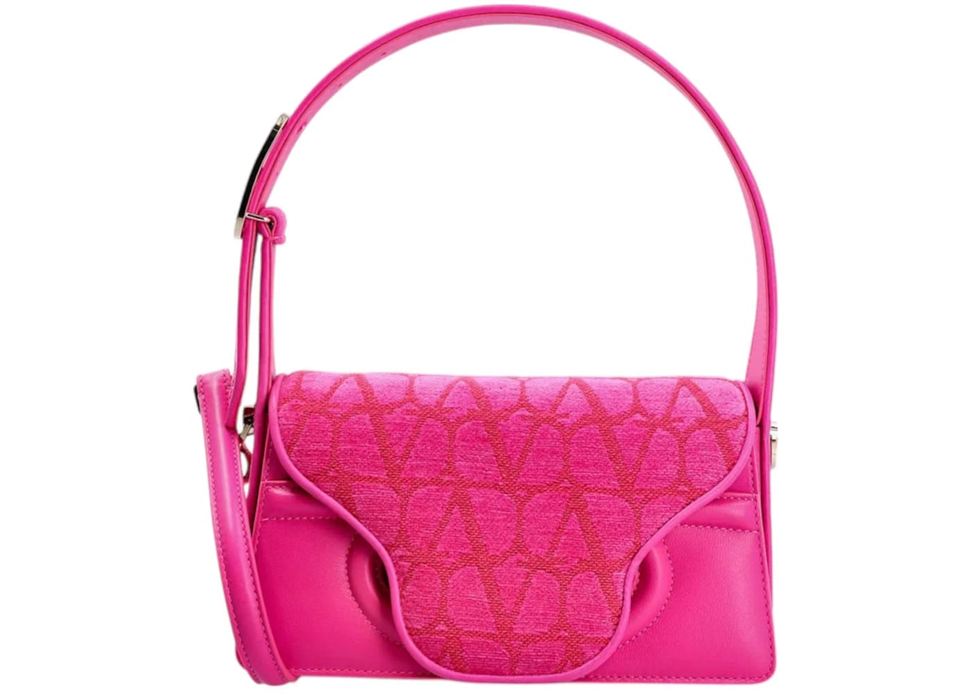 Valentino Le Grand Deuxième Logo Plaque Shoulder Bag Pink