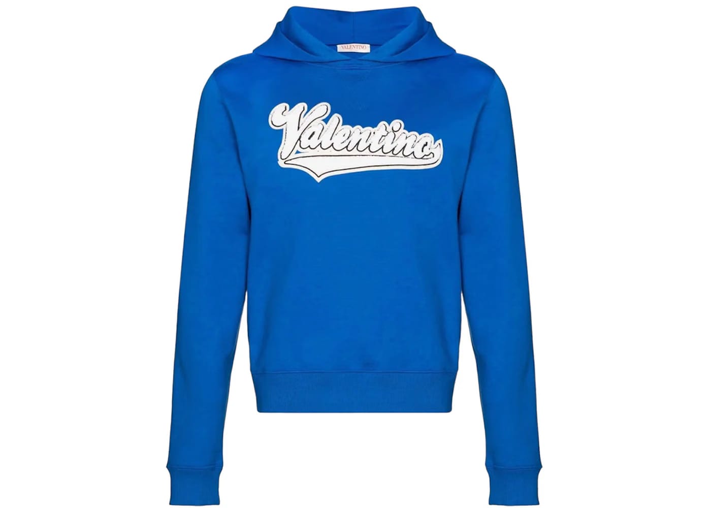 Valentino Embroidered Logo Popover Hoodie Blue