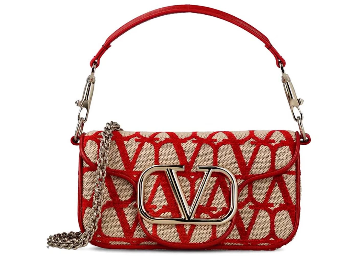 Valentino Valentino VLogo Plaque Foldover Top Shoulder Shoulder Bag Red