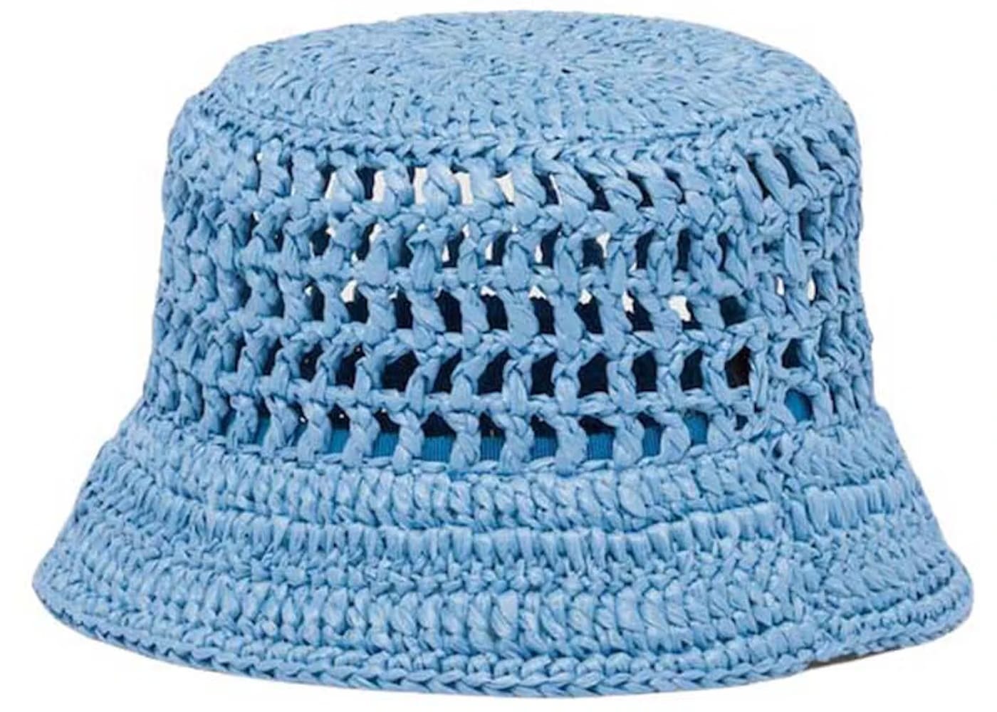 Prada Raffia Bucket Hat Light Blue