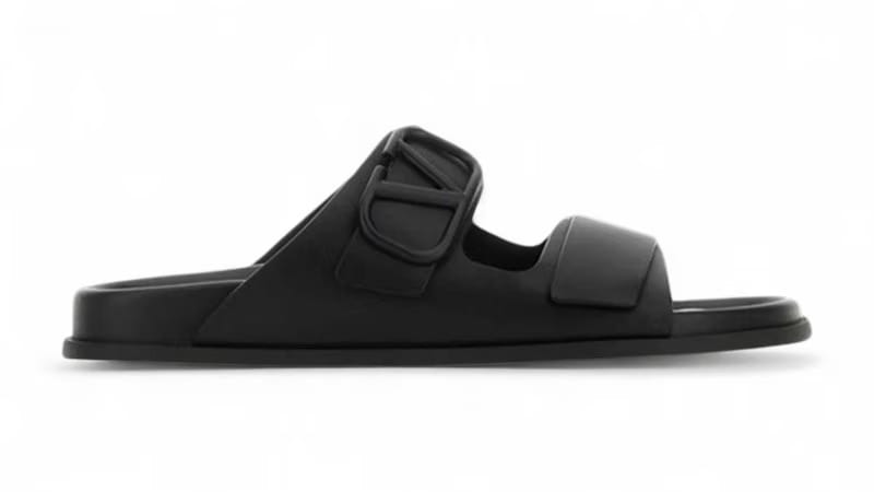 Valentino V Logo Signature Slippers Black