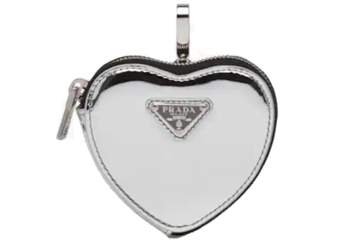 Prada Heart Mini Pouch Silver
