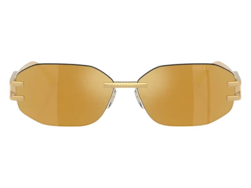 Versace Geometric Sunglasses BrownGoldBrownMirror Gold Gold (VE2274 10027P)