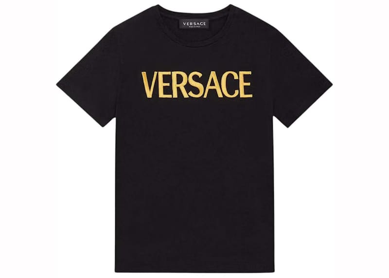 Versace Embroidered Versace T-Shirt Black