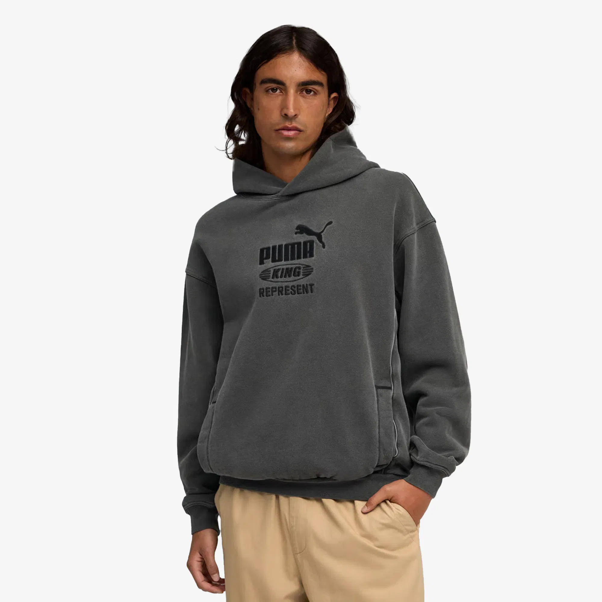 PUMA x REPRESENT OVERSIZED HOODIE { FLAT DARK GRAY