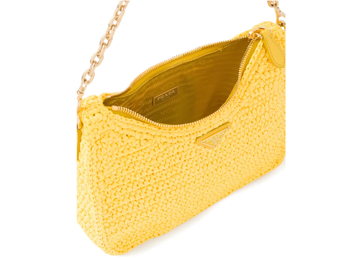 Prada Re-Edition 2005 Raffia Bag Yellow
