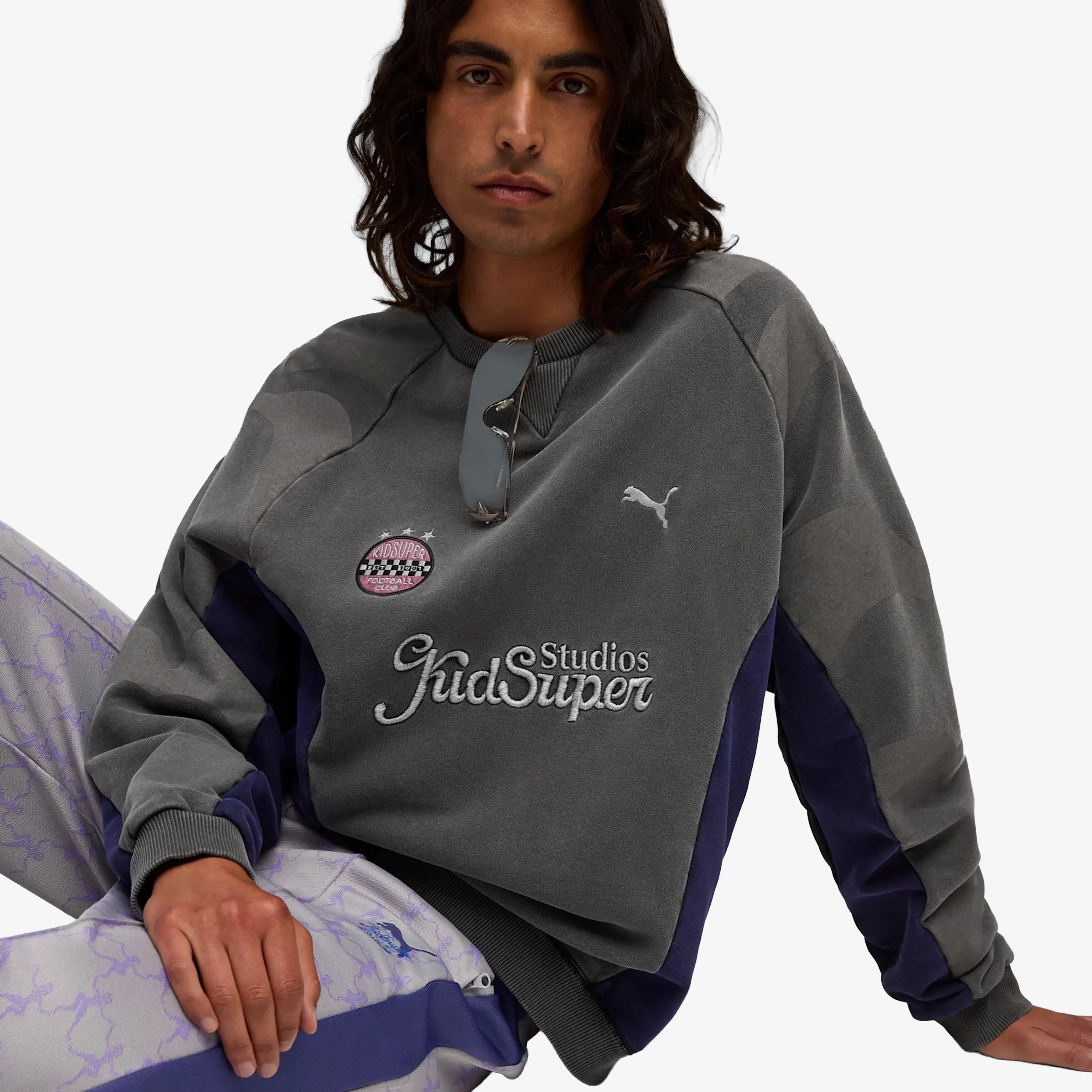 PUMA x KIDSUPER CREW SWEAT { BLACK-NAVY