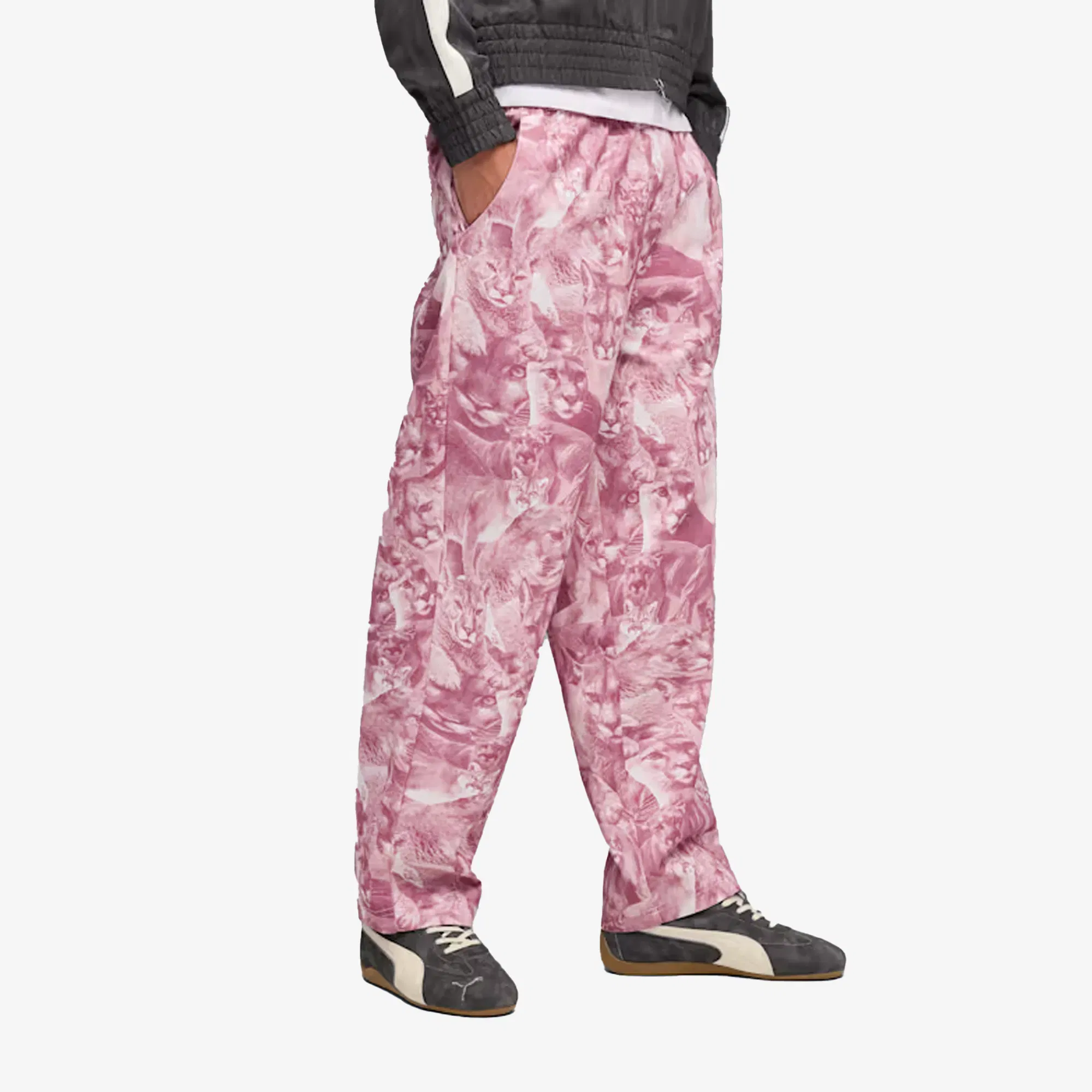 Puma CAT CRAZY ANIMAL PRINT PANTS { POISED PINK-AOP