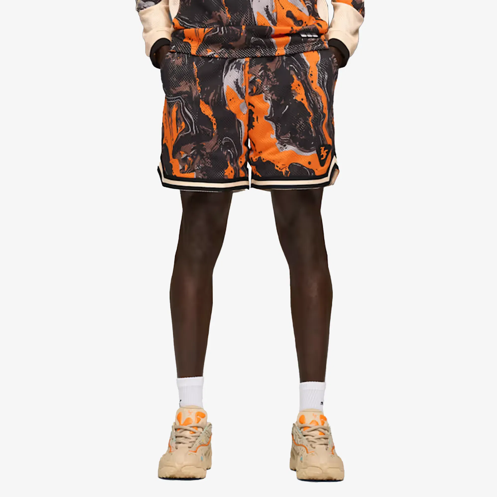 PUMA LAFRANCÉ HEEM ALL-OVER PRINT 6" SHORTS { ORANGE GLO-AOP