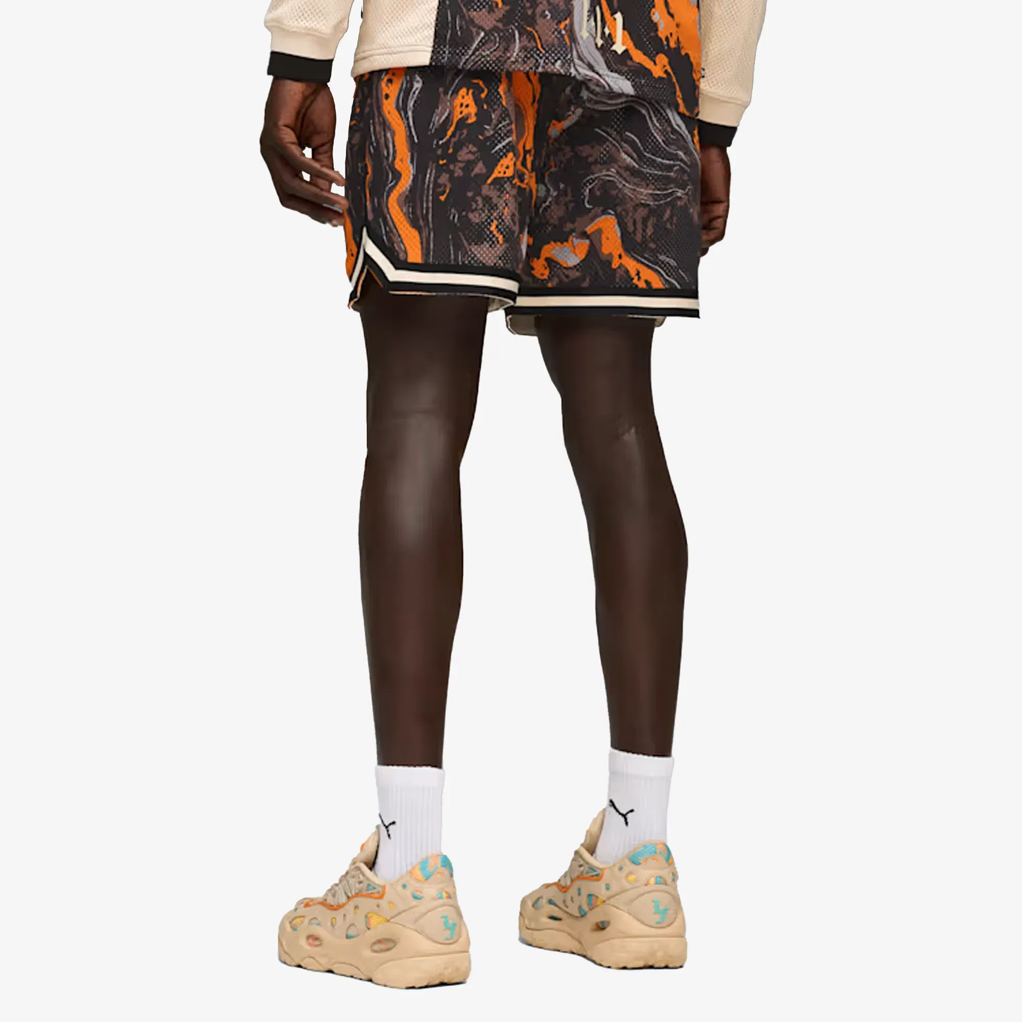 PUMA LAFRANCÉ HEEM ALL-OVER PRINT 6" SHORTS { ORANGE GLO-AOP