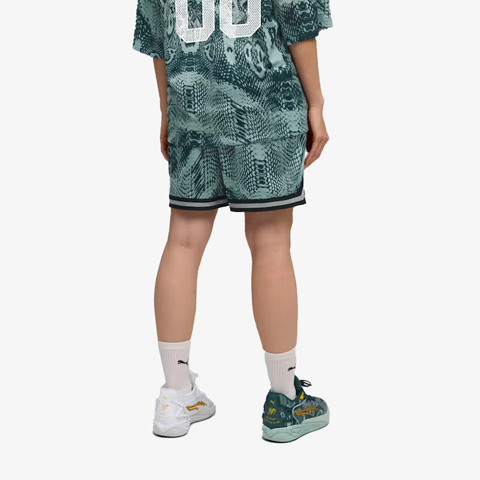 PUMA HOOPS x HARRY POTTER SHORTS { GREEN TERRAIN-AOP