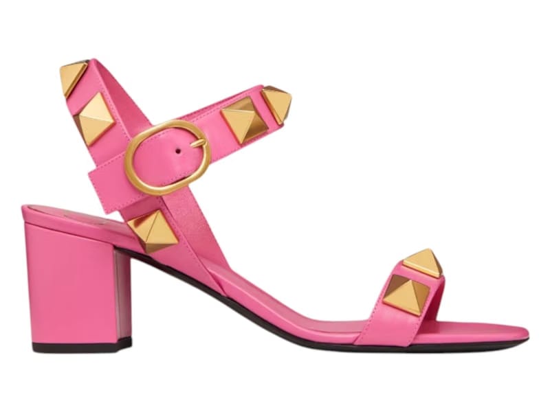 Valentino Roman Stud Calfskin Sandal Pink (Women's)
