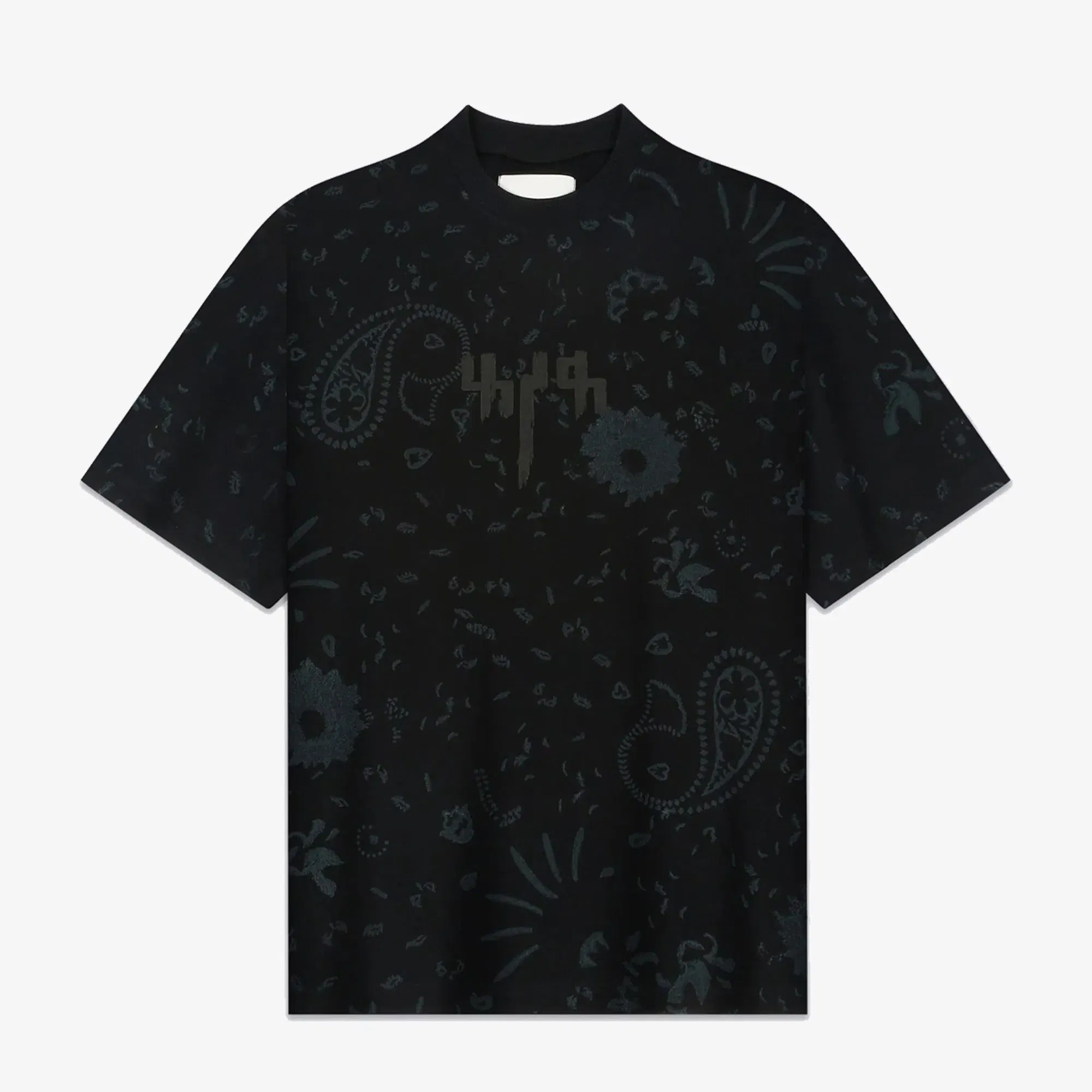 F A R A K BASICS BLOCK PRINTED T-Shirt { BLACK