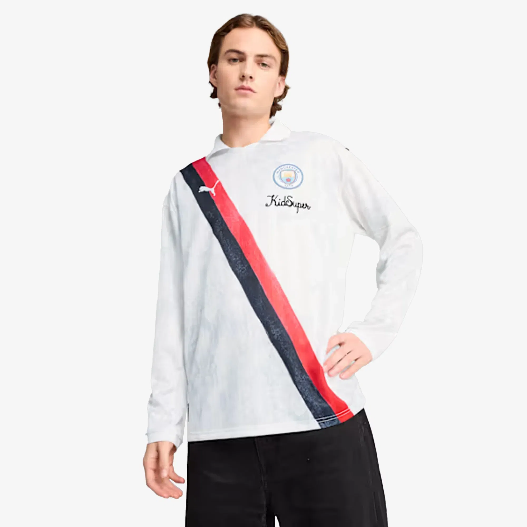 PUMA KIDSUPER x MANCHESTER CITY RETRO SHIRT { PUMA WHITE-BLACK