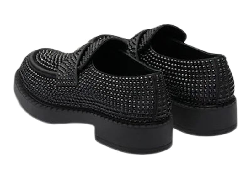 Prada Chocolate 35mm Crystal Loafer Black Satin