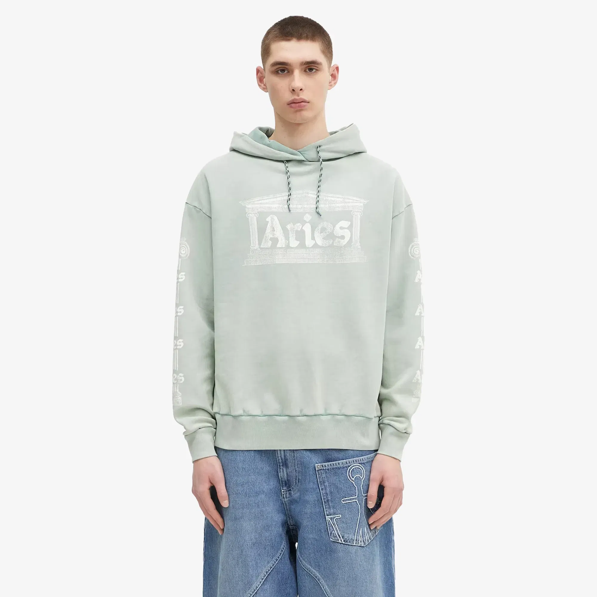 Aries AGED ANCIENT COLUMN HOODIE { GREEN
